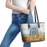 Chronicle of Georgia Leather Tote Bag Georgian Architecture - Church Of The Annunciation