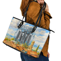 Chronicle of Georgia Leather Tote Bag Georgian Architecture - Church Of The Annunciation