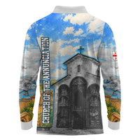 Chronicle of Georgia Long Sleeve Polo Shirt Georgian Architecture - Church Of The Annunciation