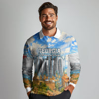 Chronicle of Georgia Long Sleeve Polo Shirt Georgian Architecture - Church Of The Annunciation