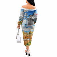 Chronicle of Georgia Off The Shoulder Long Sleeve Dress Georgian Architecture - Church Of The Annunciation