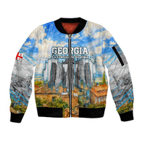 Chronicle of Georgia Sleeve Zip Bomber Jacket Georgian Architecture - Church Of The Annunciation