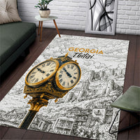 Georgia Tbilisi Clock Tower Area Rug Kartlis Deda Vintage Sketch Style