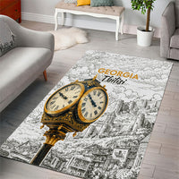 Georgia Tbilisi Clock Tower Area Rug Kartlis Deda Vintage Sketch Style