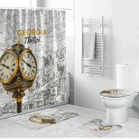 Georgia Tbilisi Clock Tower Bathroom Set Kartlis Deda Vintage Sketch Style