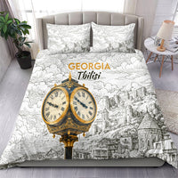 Georgia Tbilisi Clock Tower Bedding Set Kartlis Deda Vintage Sketch Style