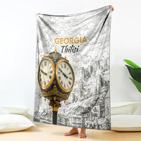 Georgia Tbilisi Clock Tower Blanket Kartlis Deda Vintage Sketch Style