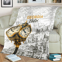 Georgia Tbilisi Clock Tower Blanket Kartlis Deda Vintage Sketch Style