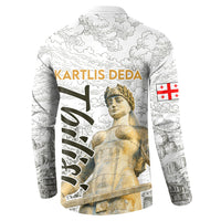 Georgia Tbilisi Clock Tower Button Sweatshirt Kartlis Deda Vintage Sketch Style