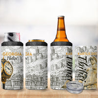 Georgia Tbilisi Clock Tower 4 in 1 Can Cooler Tumbler Kartlis Deda Vintage Sketch Style