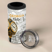 Georgia Tbilisi Clock Tower 4 in 1 Can Cooler Tumbler Kartlis Deda Vintage Sketch Style