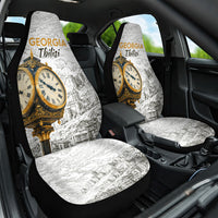 Georgia Tbilisi Clock Tower Car Seat Cover Kartlis Deda Vintage Sketch Style