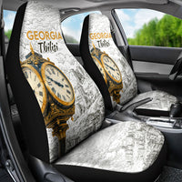 Georgia Tbilisi Clock Tower Car Seat Cover Kartlis Deda Vintage Sketch Style