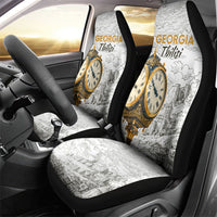 Georgia Tbilisi Clock Tower Car Seat Cover Kartlis Deda Vintage Sketch Style