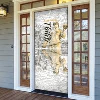 Georgia Tbilisi Clock Tower Door Cover Kartlis Deda Vintage Sketch Style