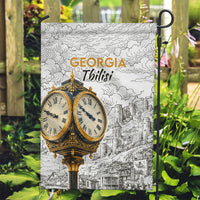 Georgia Tbilisi Clock Tower Garden Flag Kartlis Deda Vintage Sketch Style