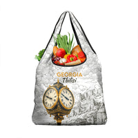Georgia Tbilisi Clock Tower Grocery Bag Kartlis Deda Vintage Sketch Style