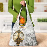 Georgia Tbilisi Clock Tower Grocery Bag Kartlis Deda Vintage Sketch Style