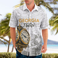 Georgia Tbilisi Clock Tower Hawaiian Shirt Kartlis Deda Vintage Sketch Style