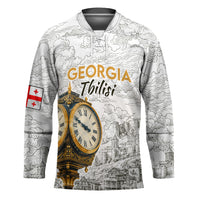 Georgia Tbilisi Clock Tower Hockey Jersey Kartlis Deda Vintage Sketch Style