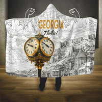 Georgia Tbilisi Clock Tower Hooded Blanket Kartlis Deda Vintage Sketch Style