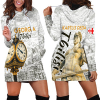 Georgia Tbilisi Clock Tower Hoodie Dress Kartlis Deda Vintage Sketch Style