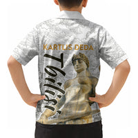 Georgia Tbilisi Clock Tower Kid Hawaiian Shirt Kartlis Deda Vintage Sketch Style