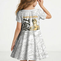 Georgia Tbilisi Clock Tower Kid Short Sleeve Dress Kartlis Deda Vintage Sketch Style