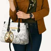 Georgia Tbilisi Clock Tower Leather Bag Kartlis Deda Vintage Sketch Style