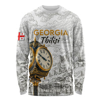 Georgia Tbilisi Clock Tower Long Sleeve Shirt Kartlis Deda Vintage Sketch Style