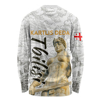 Georgia Tbilisi Clock Tower Long Sleeve Shirt Kartlis Deda Vintage Sketch Style