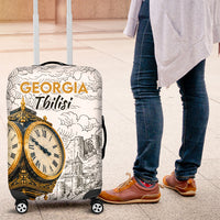 Georgia Tbilisi Clock Tower Luggage Cover Kartlis Deda Vintage Sketch Style