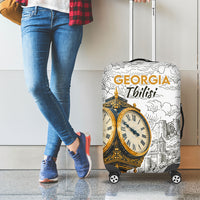 Georgia Tbilisi Clock Tower Luggage Cover Kartlis Deda Vintage Sketch Style
