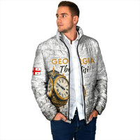 Georgia Tbilisi Clock Tower Padded Jacket Kartlis Deda Vintage Sketch Style