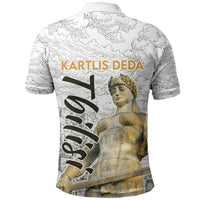 Georgia Tbilisi Clock Tower Polo Shirt Kartlis Deda Vintage Sketch Style