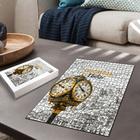 Georgia Tbilisi Clock Tower Puzzle Kartlis Deda Vintage Sketch Style