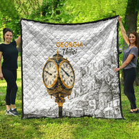 Georgia Tbilisi Clock Tower Quilt Kartlis Deda Vintage Sketch Style