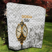 Georgia Tbilisi Clock Tower Quilt Kartlis Deda Vintage Sketch Style