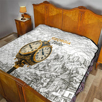 Georgia Tbilisi Clock Tower Quilt Kartlis Deda Vintage Sketch Style