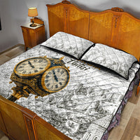 Georgia Tbilisi Clock Tower Quilt Bed Set Kartlis Deda Vintage Sketch Style