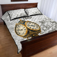 Georgia Tbilisi Clock Tower Quilt Bed Set Kartlis Deda Vintage Sketch Style