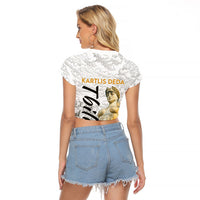 Georgia Tbilisi Clock Tower Raglan Cropped T Shirt Kartlis Deda Vintage Sketch Style