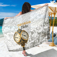 Georgia Tbilisi Clock Tower Sarong Kartlis Deda Vintage Sketch Style