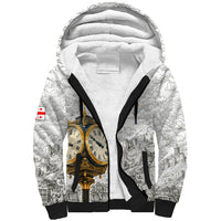 Georgia Tbilisi Clock Tower Sherpa Hoodie Kartlis Deda Vintage Sketch Style
