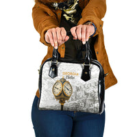 Georgia Tbilisi Clock Tower Shoulder Handbag Kartlis Deda Vintage Sketch Style
