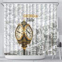 Georgia Tbilisi Clock Tower Shower Curtain Kartlis Deda Vintage Sketch Style