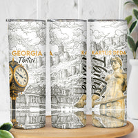Georgia Tbilisi Clock Tower Skinny Tumbler Kartlis Deda Vintage Sketch Style