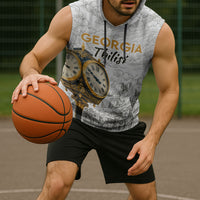 Georgia Tbilisi Clock Tower Sleeveless Hoodie Kartlis Deda Vintage Sketch Style