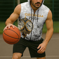 Georgia Tbilisi Clock Tower Sleeveless Zip Hoodie Kartlis Deda Vintage Sketch Style