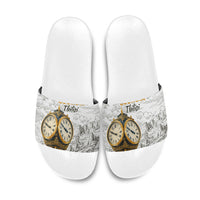 Georgia Tbilisi Clock Tower Slide Sandals Kartlis Deda Vintage Sketch Style